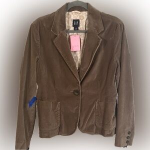 GAP Women's Brown Corduroy Single-Button Blazer